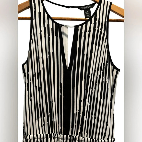 White House Black Market Panel Maxi Dress Keyhole Neck Silver Metal Clasp Size 2 - Picture 2 of 12